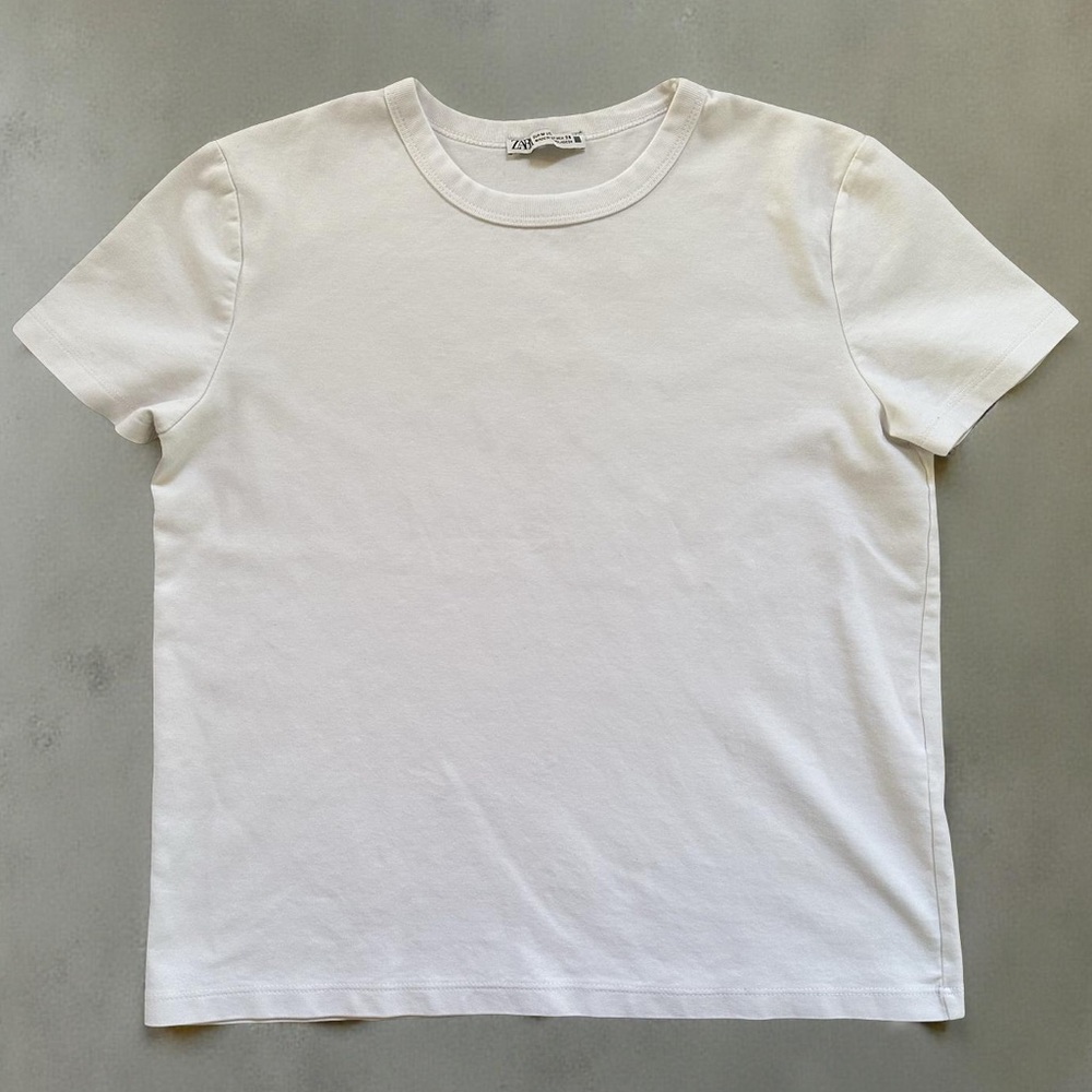 Zara Crisp White Crew Neck Tee